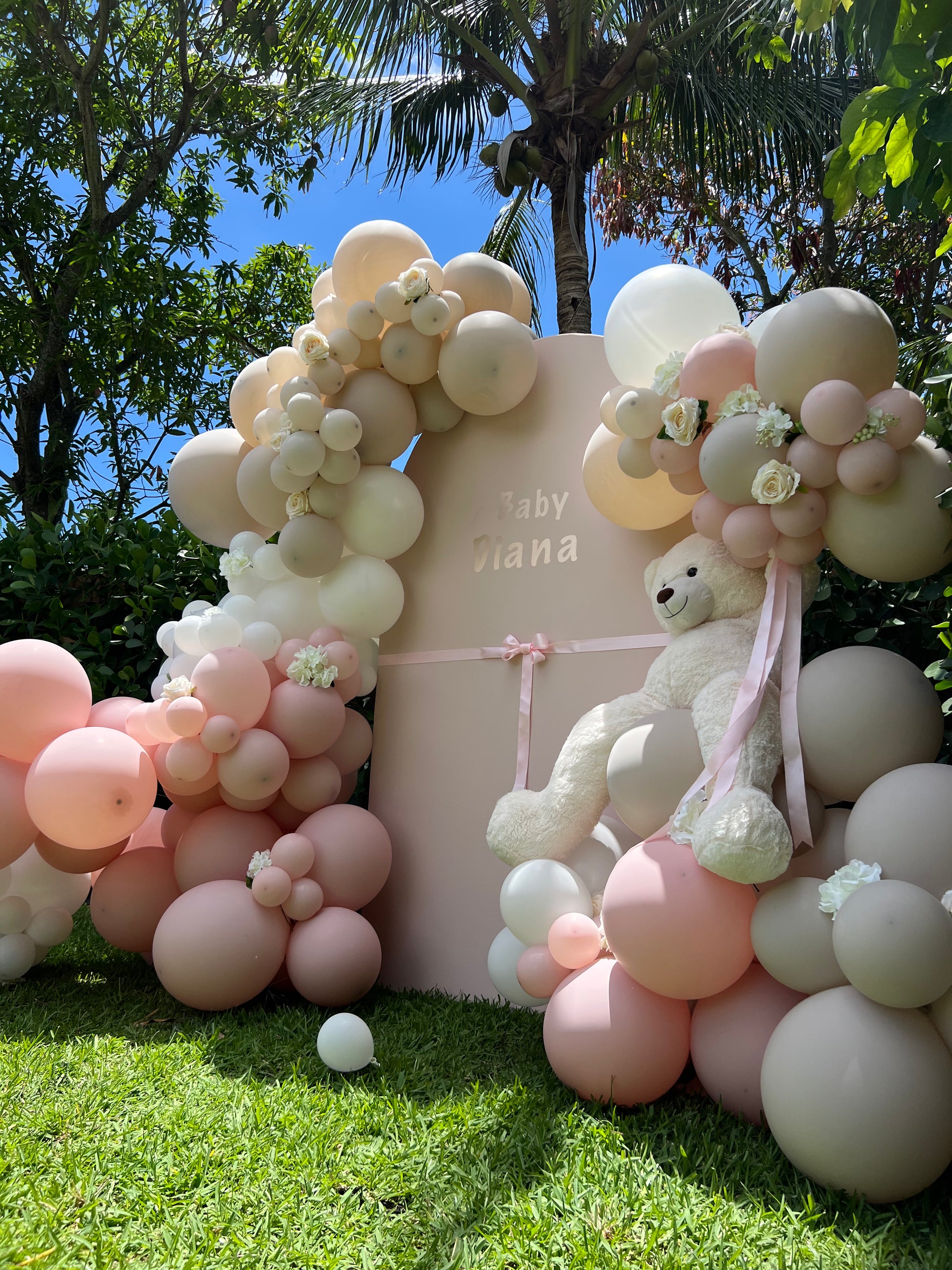 Baby shower girl backdrop with pink floral design for baby girl party decorations – YOLO Events

