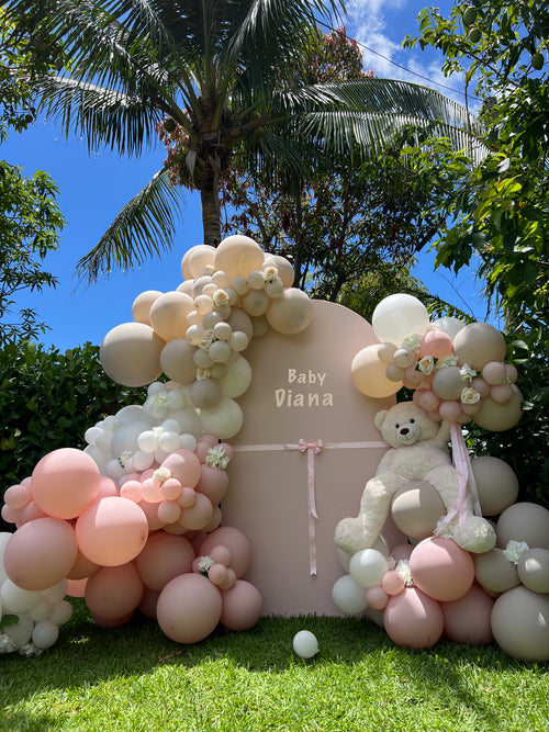 Baby shower girl backdrop with pink floral design for baby girl party decorations – YOLO Events

