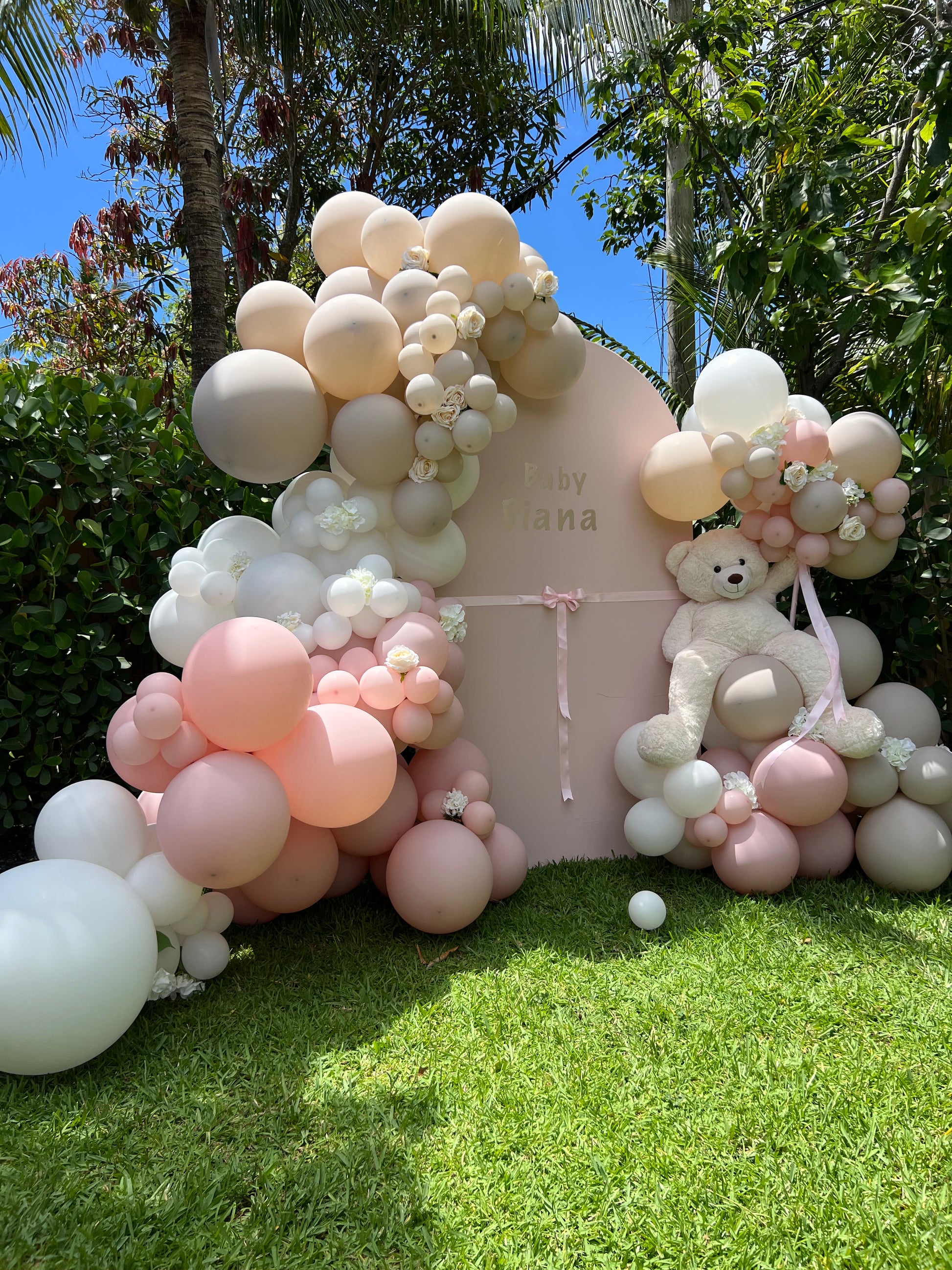 Baby shower girl backdrop with pink floral design for baby girl party decorations – YOLO Events

