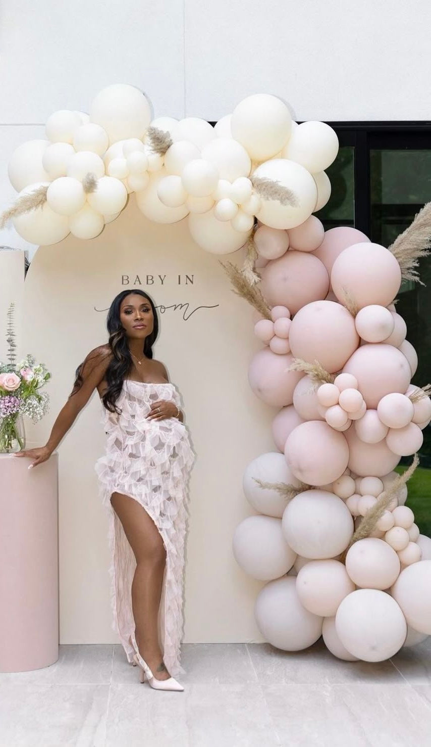 Baby shower girl backdrop with pink floral design for baby girl party decorations