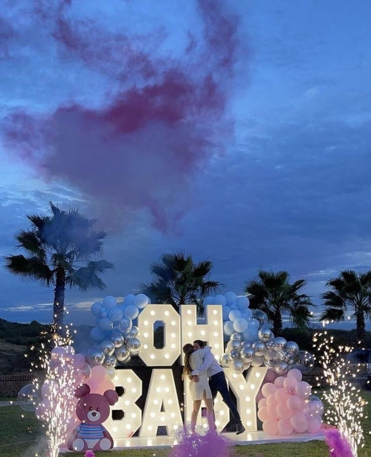 Gender reveal party backdrop for baby shower decorations